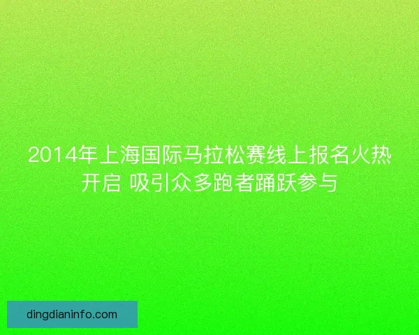 2014年上海国际马拉松赛线上报名火热开启 吸引众多跑者踊跃参与