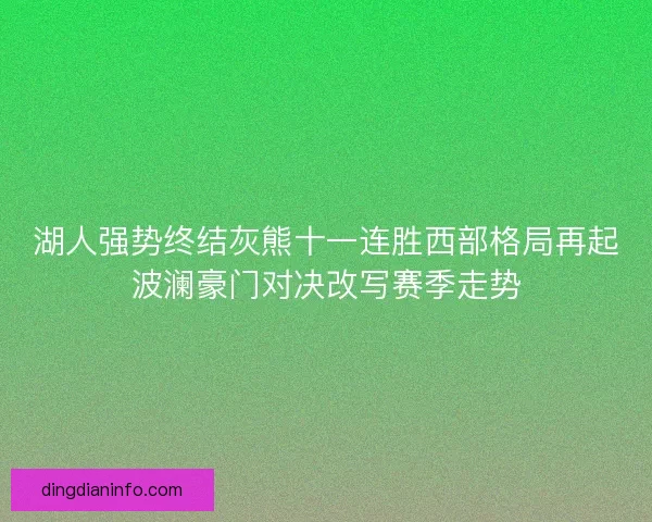 湖人强势终结灰熊十一连胜西部格局再起波澜豪门对决改写赛季走势